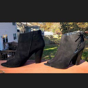 Size 11 ANA Jacky black block heel open toe booties